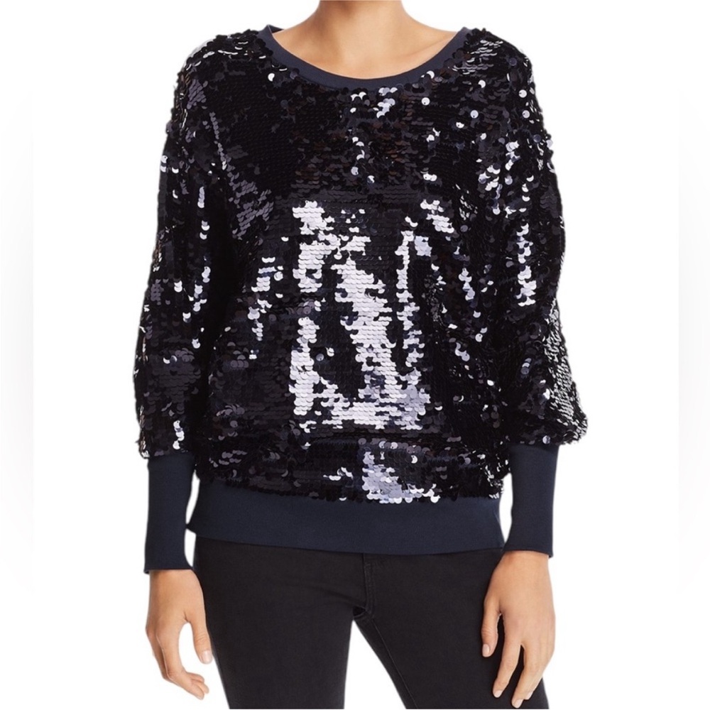 JOIE "Aldwyn" Navy Sequin Crewneck Sweater